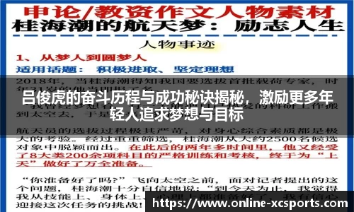 吕俊虎的奋斗历程与成功秘诀揭秘，激励更多年轻人追求梦想与目标